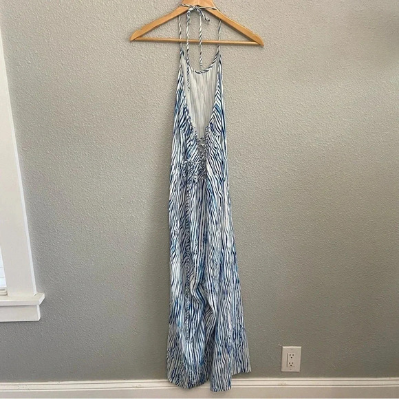 Olivaceous Spaghetti Strap Jumpsuit Size Medium Halter Strappy Back Wide Leg - Picture 4 of 5